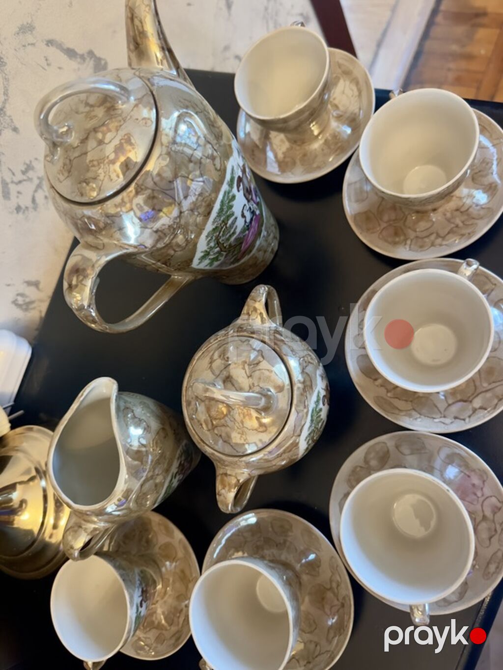 Qəhvə dəsti, rəng - Qızılı, Farfor, 6 nəfərlik — Süfrə qabı, Bakı (3)