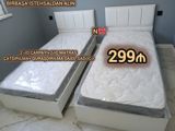 İki ədəd tək nəfərlik çarpayı və iki ədəd matras seti - Ağ rəngdə — Furniture