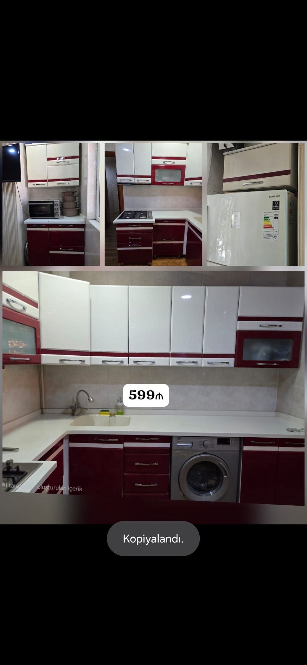 *599₼ MƏTBƏX mebeli :-TƏCİLİ SATILIR*‼️ ÖLÇÜ:-180*260*90 ÜZƏRİNDƏ