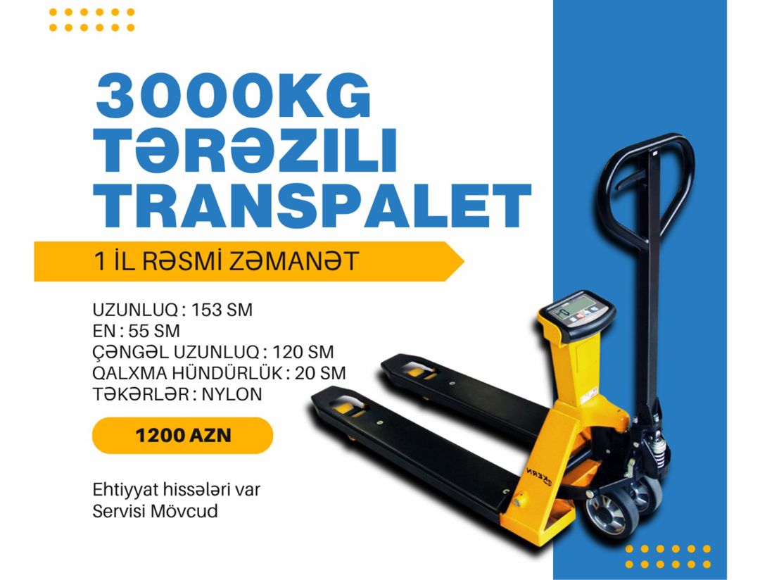Tərəzi Transpalet 3000 kq (3ton) — Mallar, Bakı