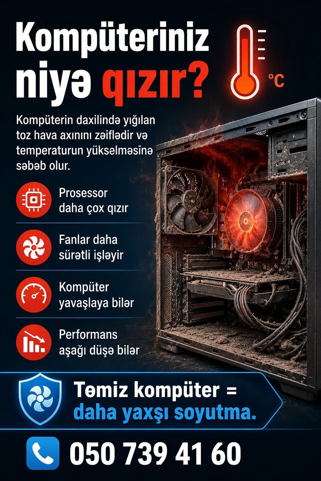 **Kompüter və noutbuklara texniki xidmət** Kompüteriniz yavaş — Xidmətlər, Bakı