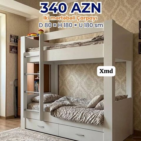 İki mərtəbəli çarpayı - Qiymət: 340 AZN (şəkildə göstərilib) -