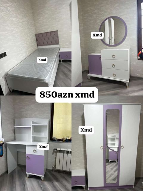 Uşaq/yeniyetmə otağı üçün mebel dəsti Dəst tərkibi: - Tək nəfərlik