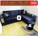 Açılan və bazalı künc divan dəsti Ölçü: 250 sm x 150 sm Süngər — Furniture