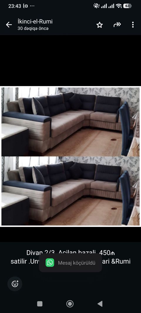 Divan 2/3 .Acilan bazali .450₼ satilir .Unvan Ceyranbatan baglari — Aişə Xanım — Divanlar
