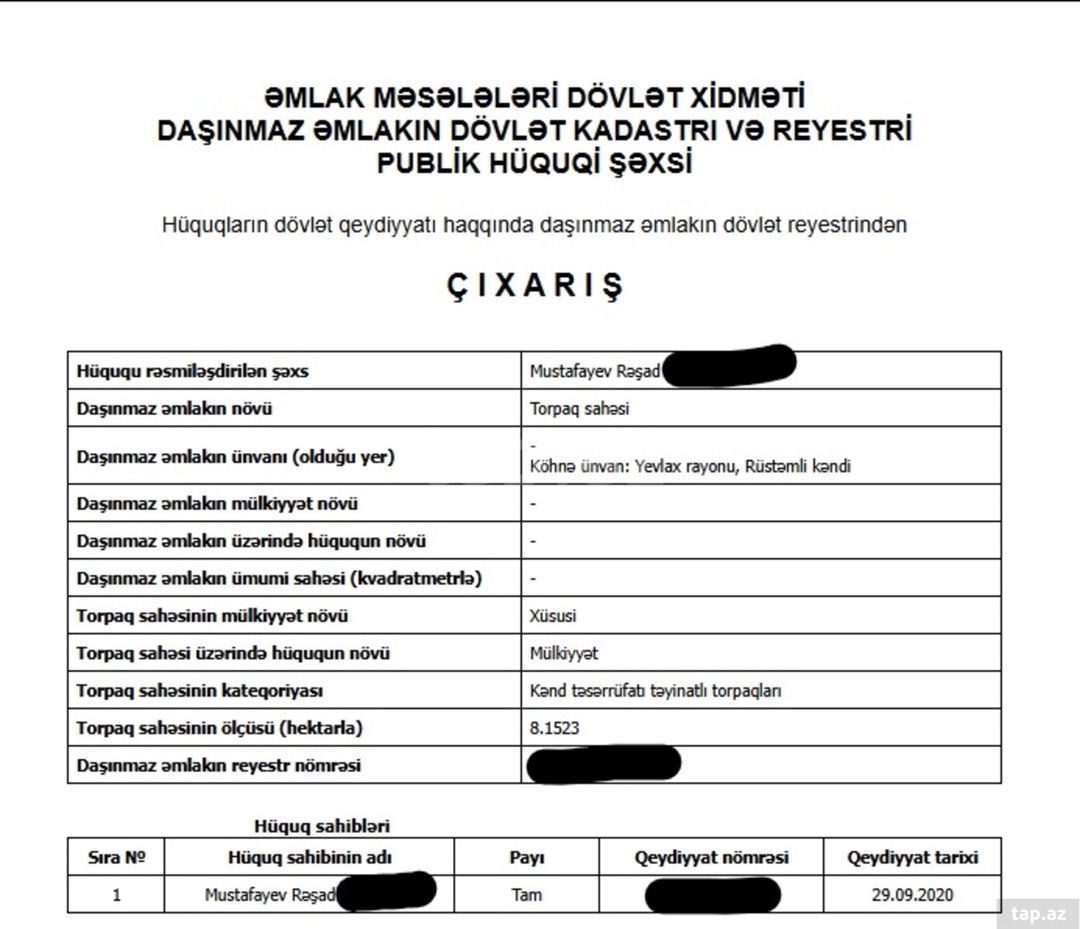 950 sot torpaq sahəsi, Rüstəmli . — Torpaq, Yevlax (7)