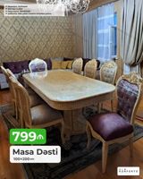 Masa Dəsti – 100×200 sm - Klassik üslubda, naxışlı oval-kvadrat — Ürünler