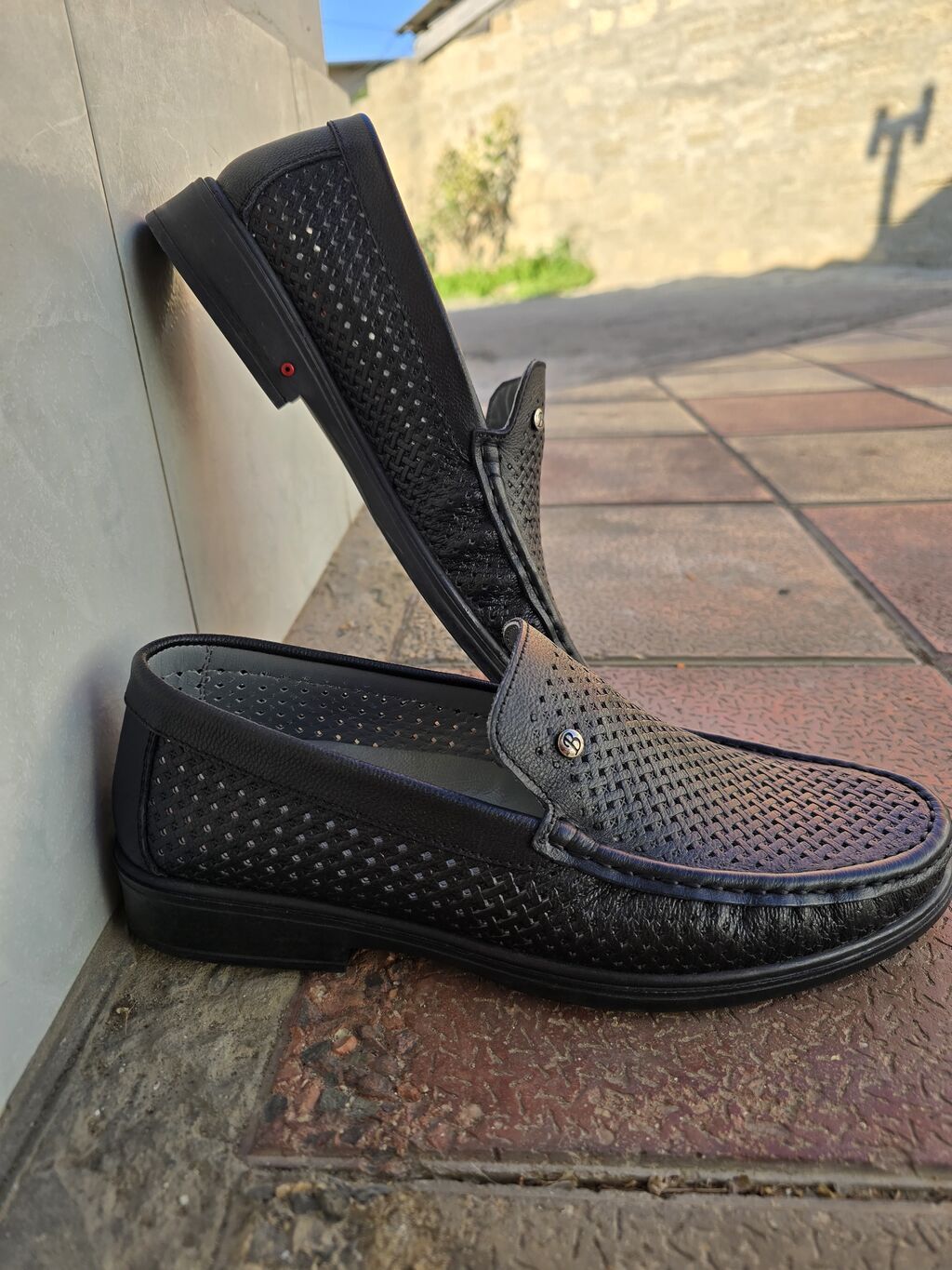 Kişi üçün yaz-yay loafer ayaqqabıları BMS (Bemsas), Made in Turkey, qara