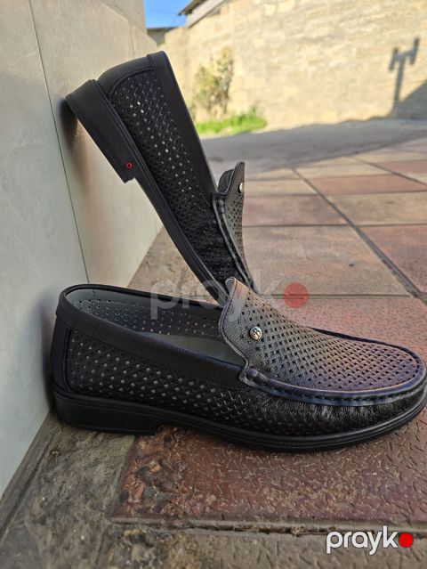 Kişi üçün yaz-yay loafer ayaqqabıları BMS (Bemsas), Made in Turkey, qara — Bakı