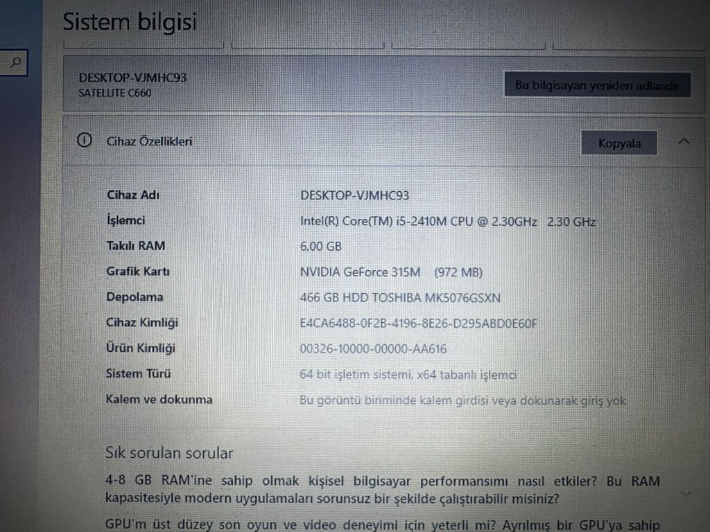 Toshiba Satellite C660 noutbuk - Prosessor: Intel Core i5-2410M, 2.30 — Toshiba, Bakı (5)