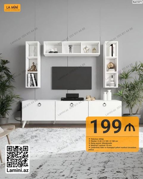 TV stendi və divar rəfləri dəsti - Model kodu: 5371 (La Mini) -