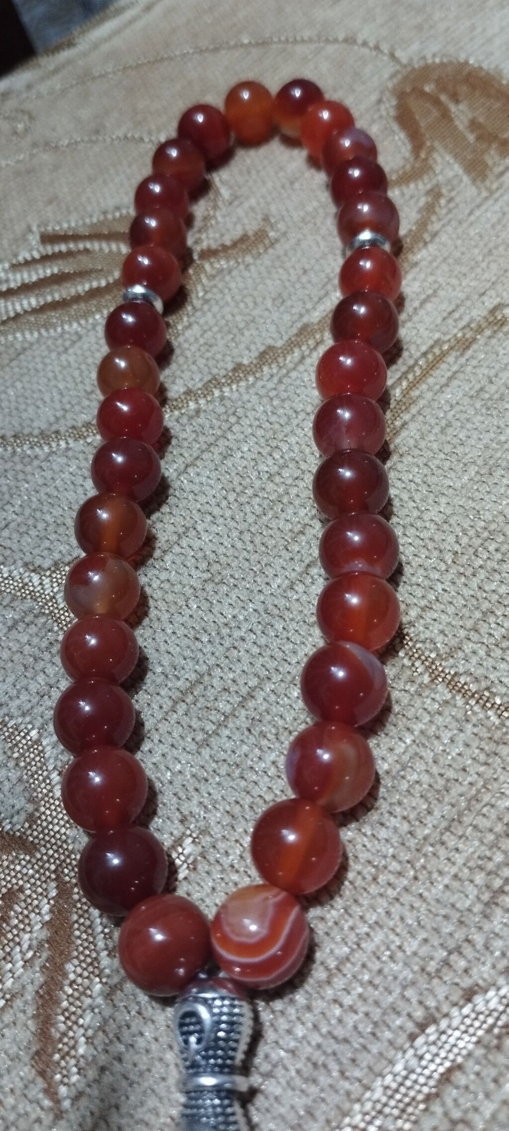 Təsbeh – təbii aqat daşlarından - Material: qırmızı-narıncı tonlarda — Aksesuarlar, Bakı (2)