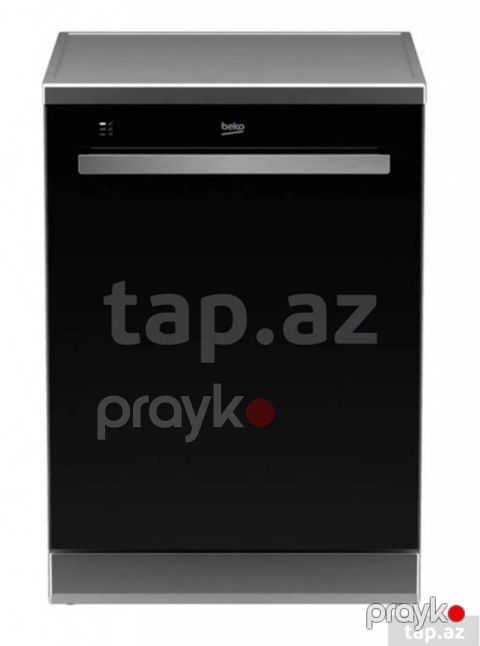 Beko qabyuyan maşın – sərbəst quraşdırılan, qara ön panel və inox