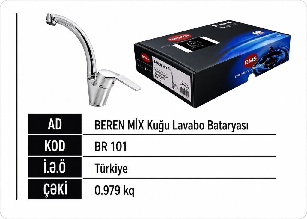 Məhsul: BEREN MIX Quğu Lavabo Batariyası Kod: BR 101 İstehsal ölkəsi — Santexnika, Qobu