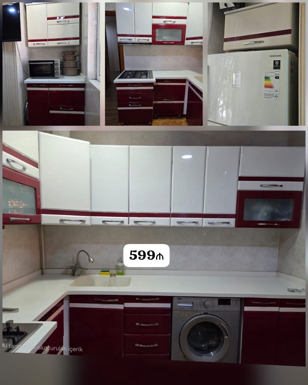 *599₼ MƏTBƏX mebeli :-TƏCİLİ SATILIR*‼️ ÖLÇÜ:-180*260*90 ÜZƏRİNDƏ — Mebel, Bakı