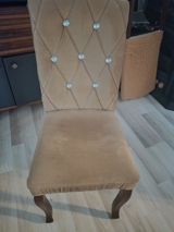 Zərif dizaynlı yumşaq yemək otağı stulu 8ededi - Material: məxməri — Chairs