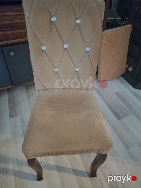 Zərif dizaynlı yumşaq yemək otağı stulu 8ededi - Material: məxməri