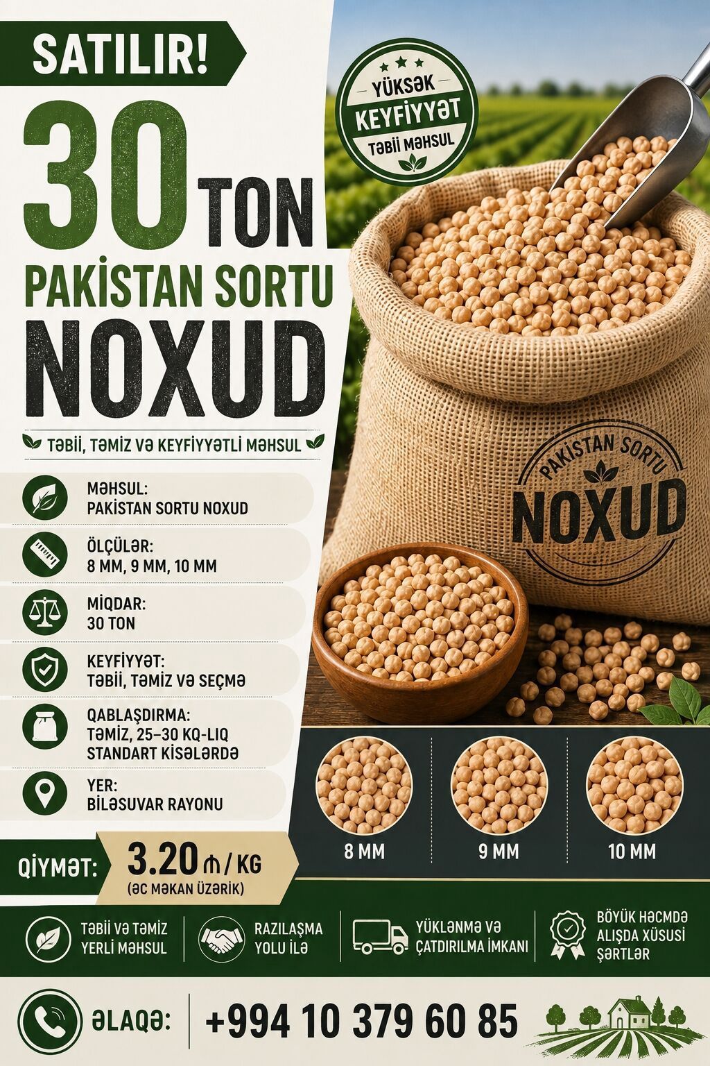 30 ton Pakistan sortu noxud - 8, 9, 10 mm - 1