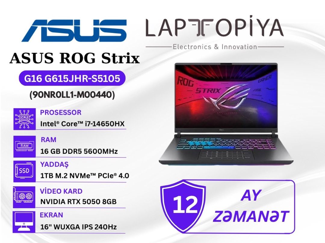 ASUS ROG STRIX G615JHR-S5105 (90NR0LL1-M00440) — Elektronika, Bakı