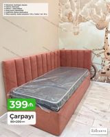 Çarpayı – 90×200 sm - L‑şəkilli yumşaq başlıq və yanlıqla - Qat-qat — Furniture