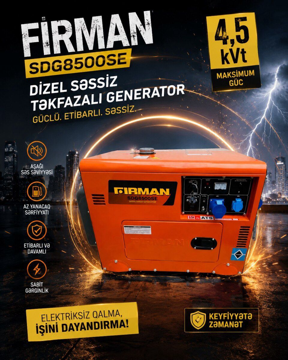 Generator Firman SDG8500SE — Mallar, Bakı
