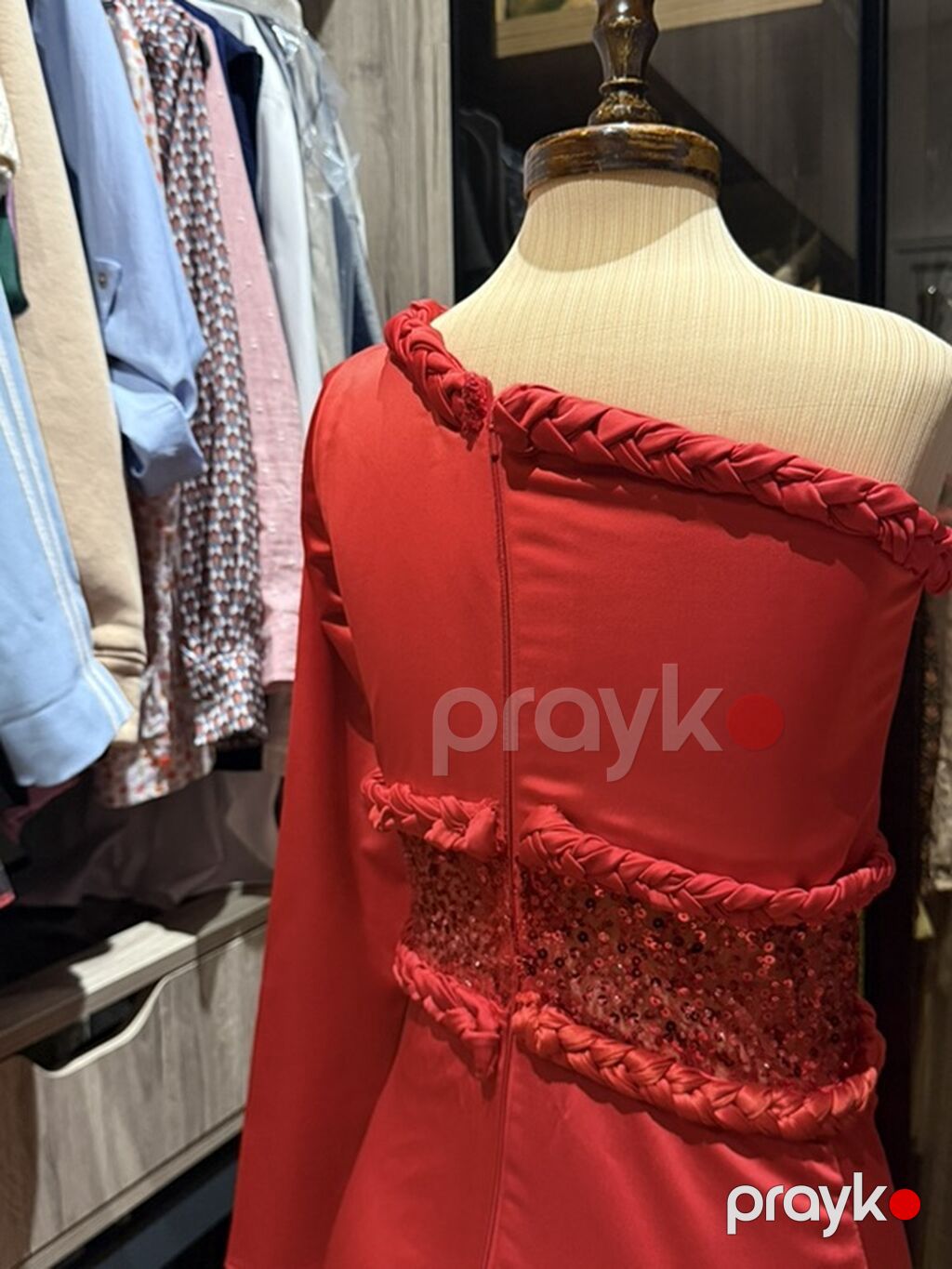Qırmızı axşam libası S olcu 45kg x 167 cm - Kəsim: Asimmetrik – — Şəxsi əşyalar, Bakı (8)