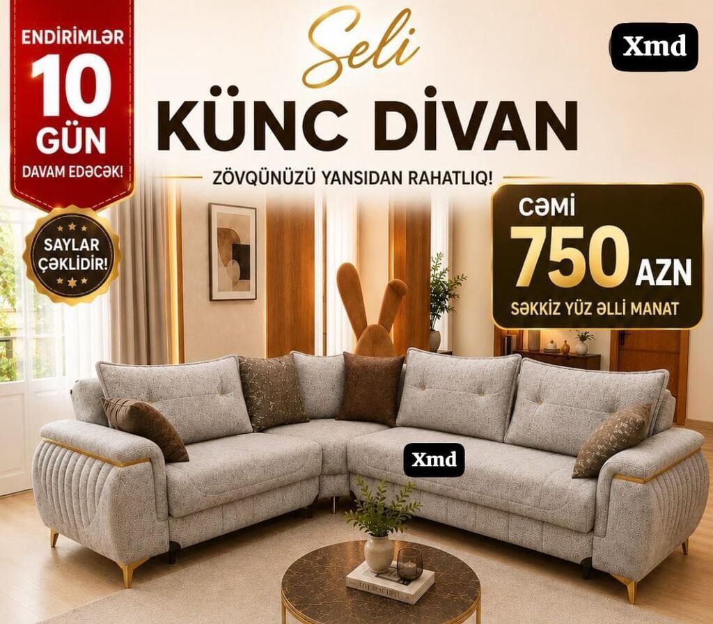 Seli künc divan - Rahatlıq və zövqü birləşdirən modern künc divan - — Mebel, Bakı