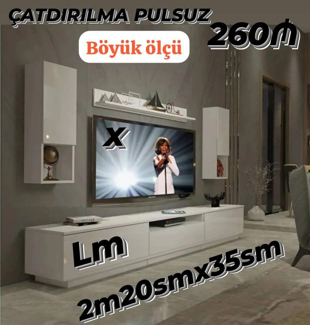 TV STEND / TV altı Yeni və sifarişlə 💥 Qiymət : 260₼ . Ölçü: 2m20sm — Mebel, Bakı (2)
