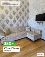 Künc divan – 260×160 sm - Açılan mexanizm, bazalı - 2 ədəd yastıq — Mebel