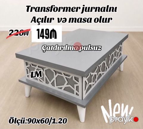 Transformer jurnal masası – açılır və tam ölçülü masa olur. Müasir