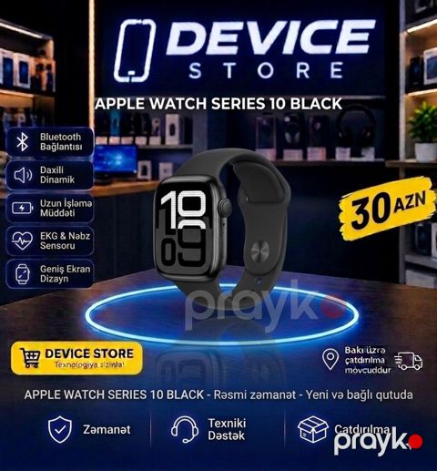 Apple Watch Series 10 Black - Bluetooth bağlantısı - Daxili dinamik - — Bakı
