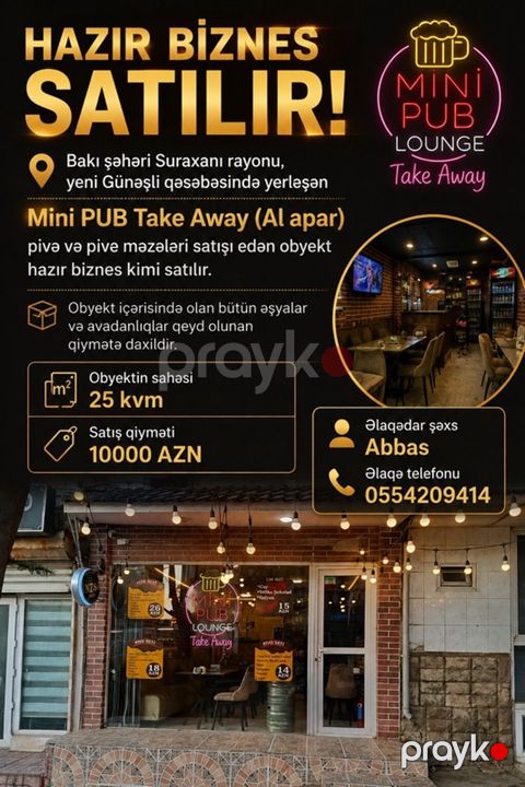 Hazır biznes – Mini PUB Lounge Take Away satılır. - Məkan: Bakı — Bakı