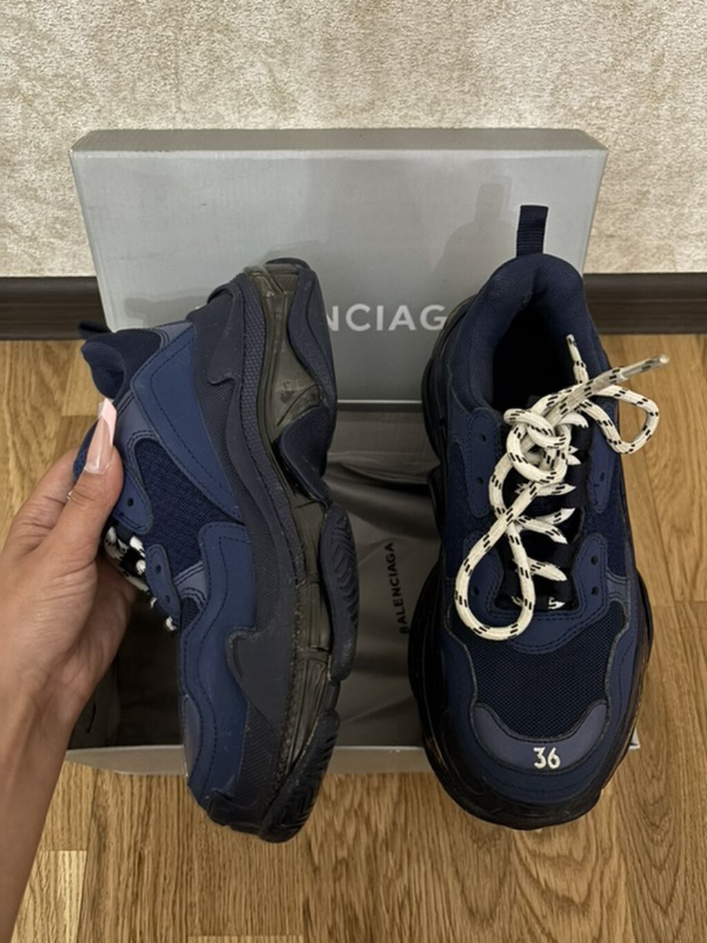 Balenciaga Triple S ayaqqabı, ölçü 36, tünd göy — Kişi ayakkabısı, Bakı (2)