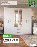6 qapılı paltar dolabı – 47×200×240 sm - Konstruksiya: 6 qapı, ortada — Furniture