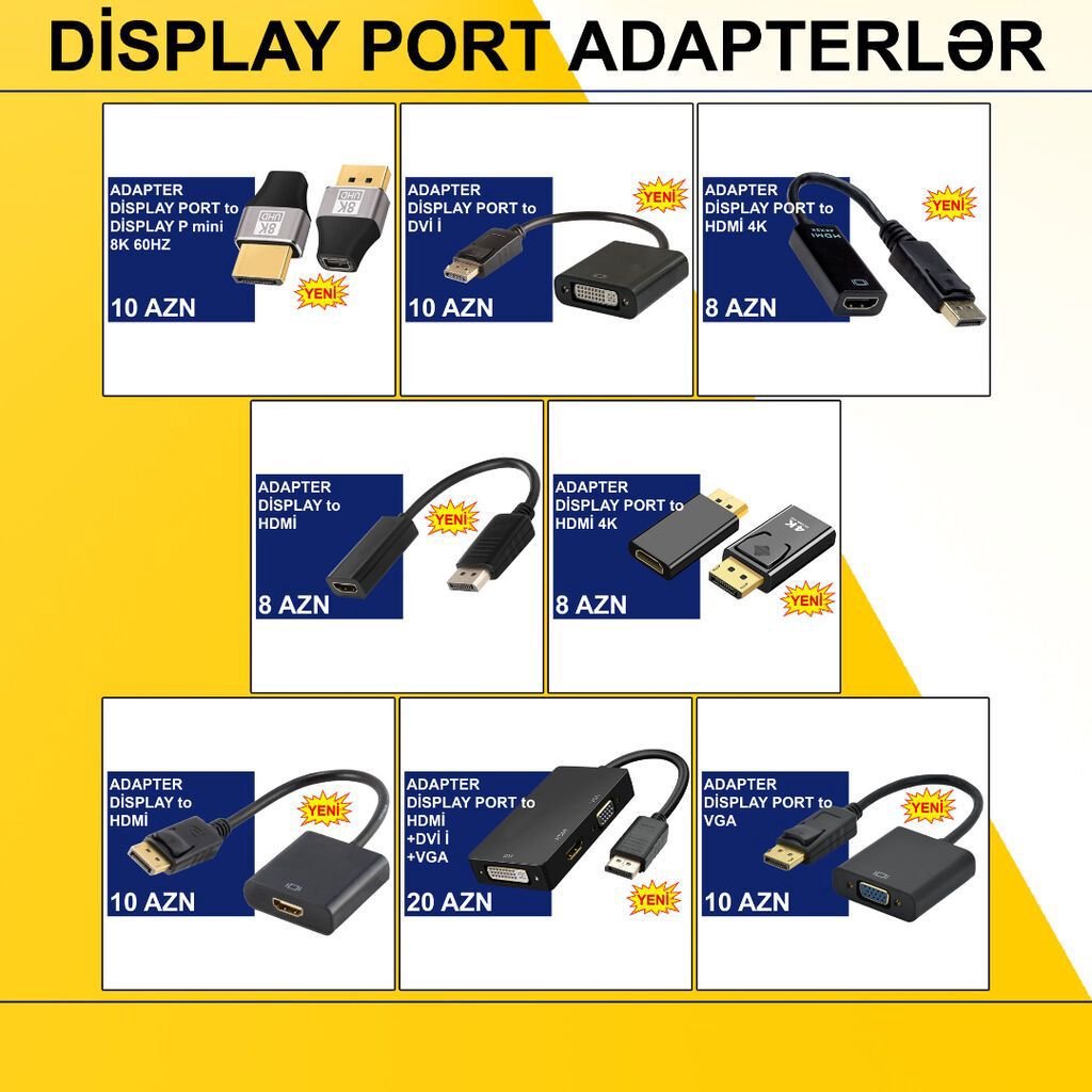 Display Port Adapterlər/Konverterlər (Çeviricilər) ⭐Display Port to