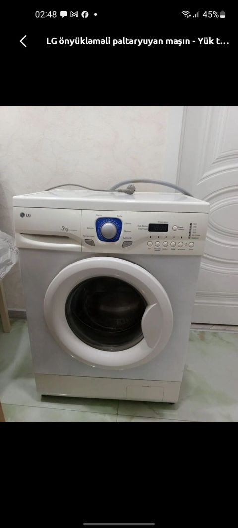 LG önyükləməli paltaryuyan maşın — 5 kq