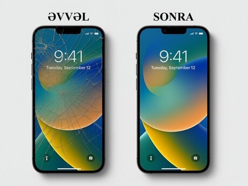 IPhone ekran dəyişimi və şüşə bərpası xidməti - Çatlamış, cızılmış və