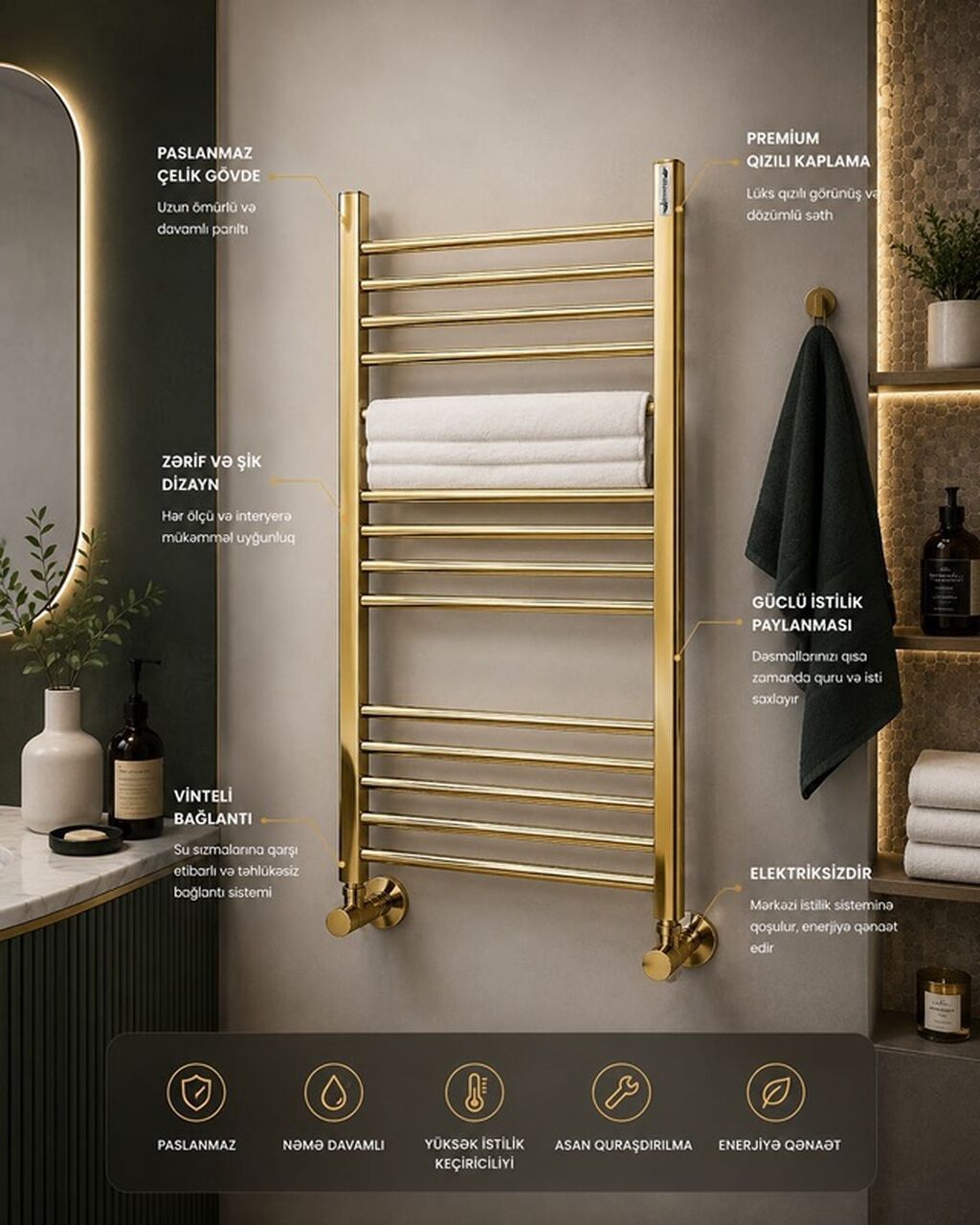 Premium havluq/dəsmal quruducuları – zərif dizayn, yüksək keyfiyyət — Santexnika, Bakı (6)
