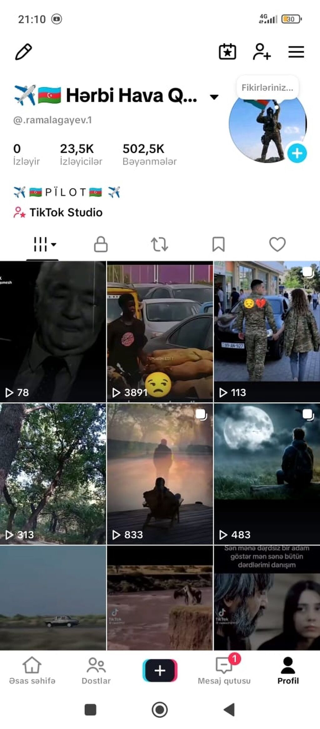 Xidmət: TikTok profili – mövzu: hərbi/vətənpərvərlik, motivasiya və — Xidmətlər, Tərtər