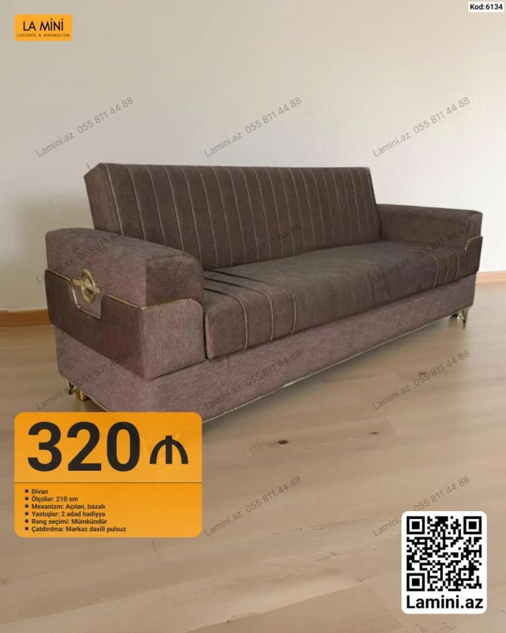 Divan – La Mini (Kod: 6134) - Ölçü: 210 sm - Mexanizm: açılan, bazalı