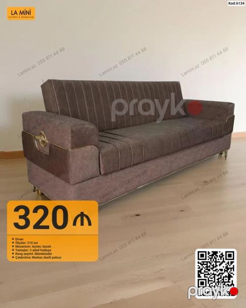 Məhsul: Divan (Kod: 6134) - Ölçü: 210 sm - Mexanizm: Açılan, bazalı — Bakı