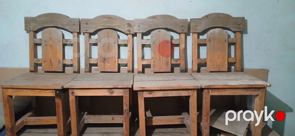 Taxta stullar dəsti - Sayı: 6ədəd - Material: kütləvi ağac/taxta — Masalar və stullar, Bakı (3)