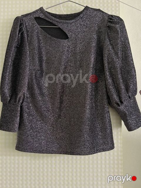 Qara-metalik parıltılı bluz - Model: parıltılı toxumalı, zərif