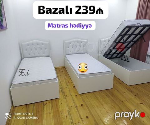 Bazalı tək nəfərlik çarpayı - Aşağı hissəsi bazalı model: qaldırılan — Quba