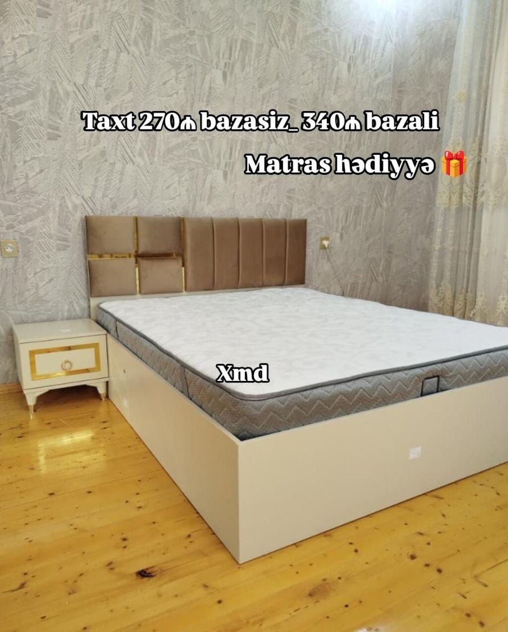 Taxt dəsti – başlıqla və tək tumba ilə - Ölçü: ikinəfərlik taxt - — Mebel, Xırdalan