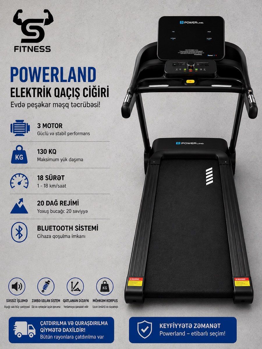 Qaçış trenajoru POWERLAND “YK-03L480” — İdman, hobi, istirahət, Bakı