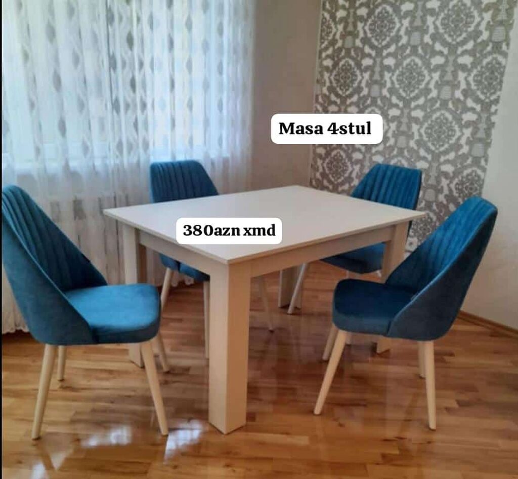 Mətbəx/Qonaq otağı üçün dəst: masa + 4 stul - Dəst tərkibi: 1 ədəd — Mebel, Xırdalan
