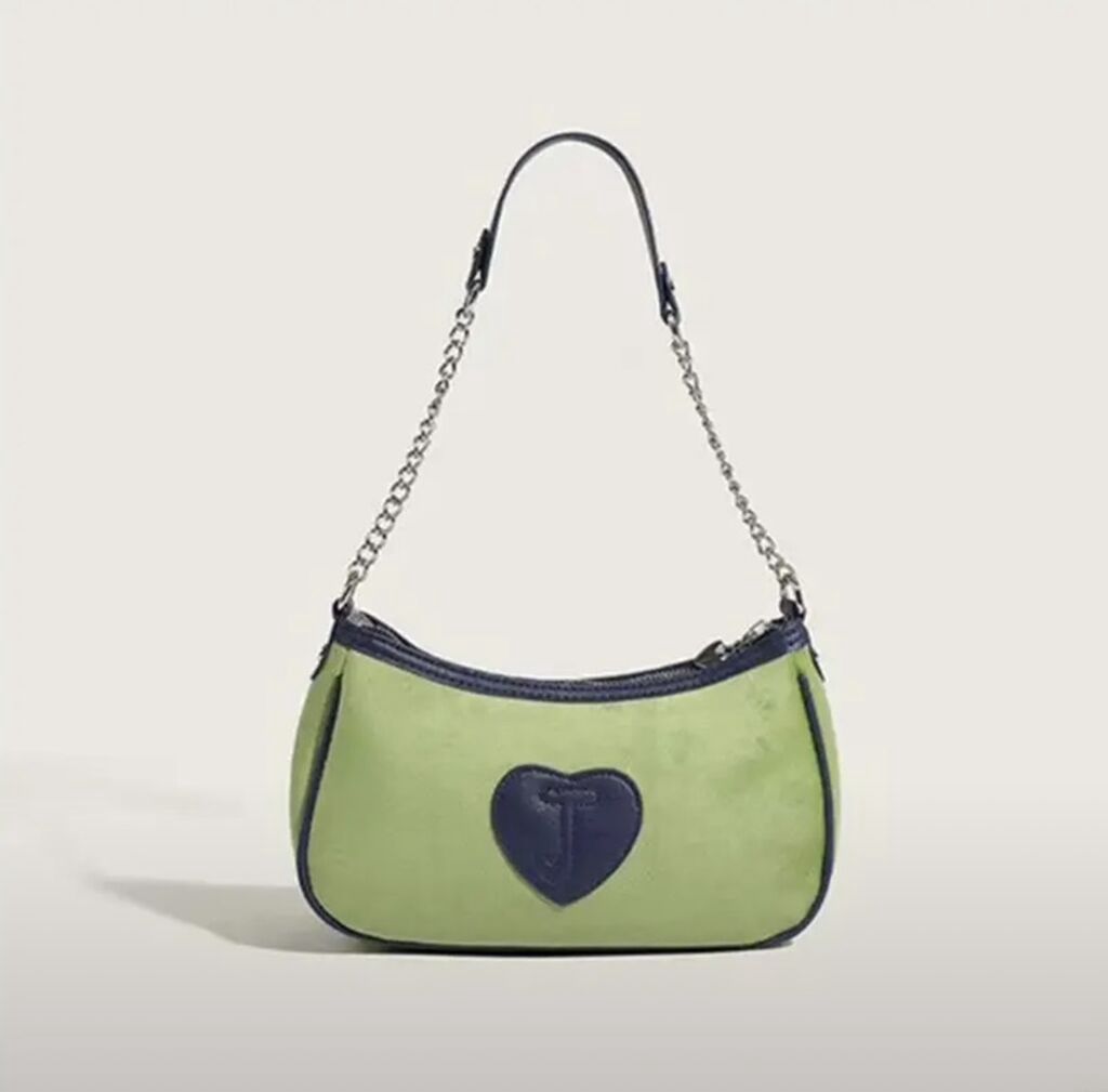 Juicy Couture çiyin çantası – yaşıl məxməri tekstura və tünd göy — Çantalar, Bakı (3)