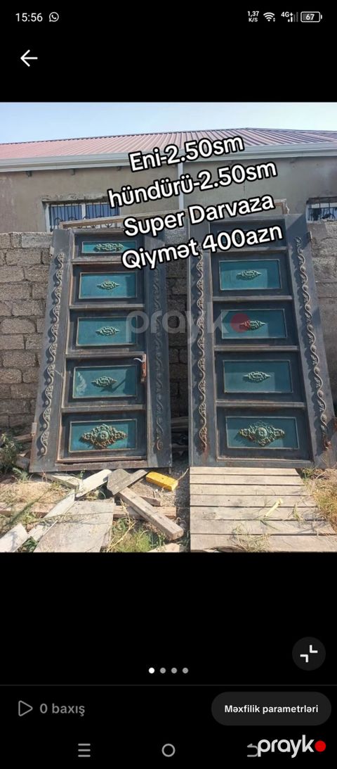 Super darvaza – ikitərəfli metal qapı Ölçülər: - Eni: 2.50 sm -