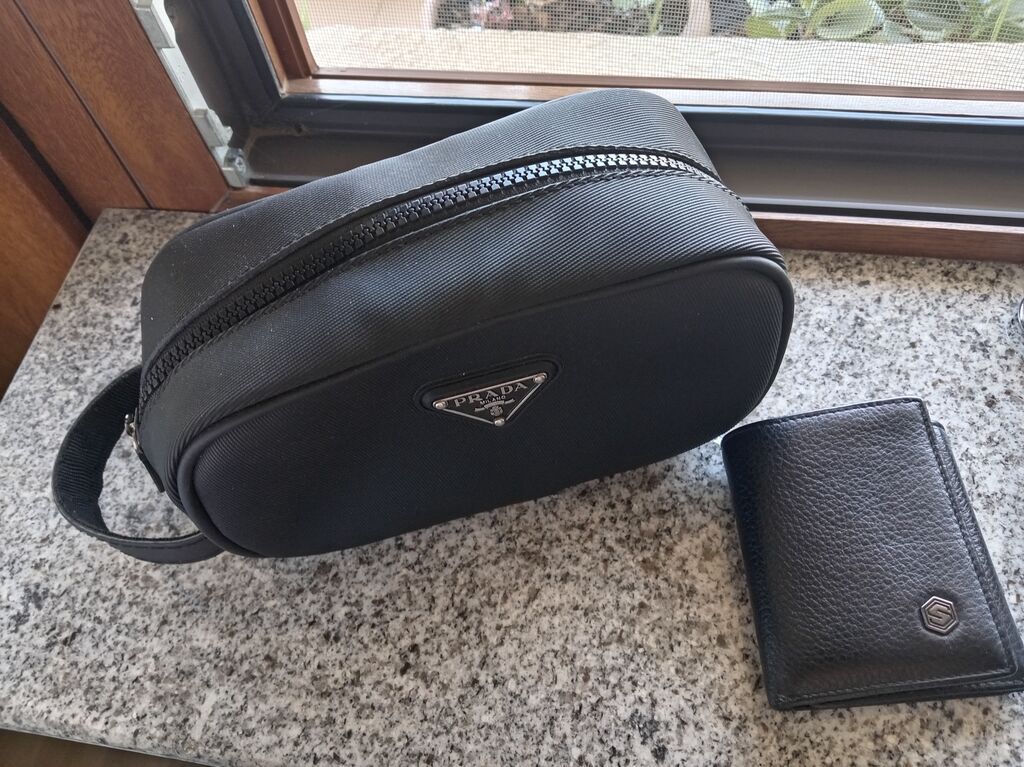 Prada kişi aksesuar dəsti – çiyin/əl üçün kompak tualet çantası və — Çantalar, Masazır (2)